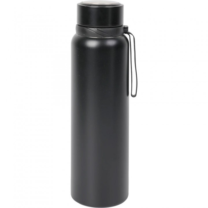 Siyah Süzgeçli 1000 ml Askılı Lazer Logo Baskılı Kurumsal Promosyon Termos